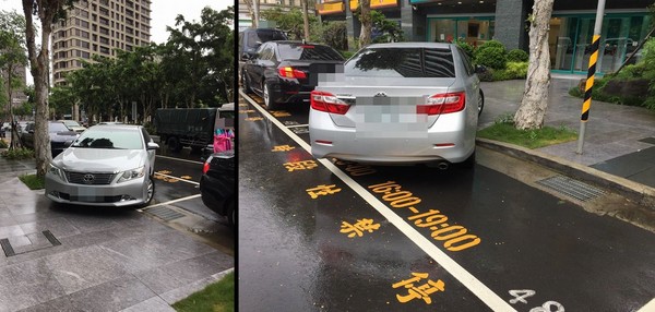 ▲林口一名男子搶人車未還停上人行道。（圖／翻攝爆料公社）