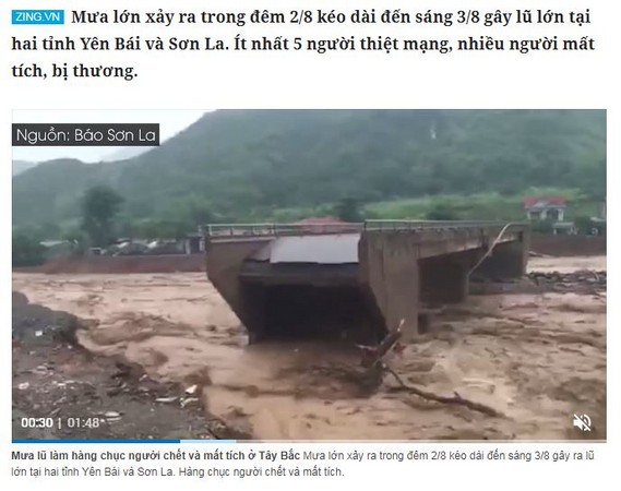 ▲越南北部近日豪雨成災，不少民宅被惡水沖毀，甚至連橋墩都斷成兩截，已有數十人死亡，傷亡人數能還會不斷上修。（圖／翻攝自《Zing.vn》，下同）