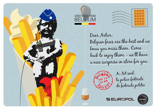▲▼歐洲警察組織製作可愛明信片，號召通緝犯回家。（圖／翻攝自Europol網站）