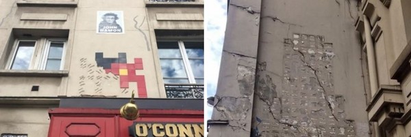▲▼巴黎小蜜蜂街頭藝術 遭假市府人員鏟走             。（圖／翻攝自TWITTER／Benoît Daragon）