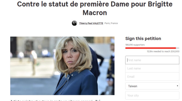 ▲▼反對法國第一夫人成為官職。（圖／翻攝自change.org網站）