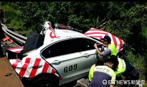 ▲國道3號南下180公里香山路段7日上午發生車禍，造成一名國道警察殉職。（圖／民眾提供）