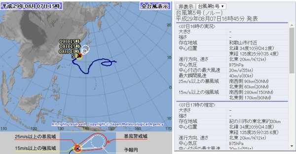 ▲今年第5號颱風諾盧。 （圖／翻攝自日本氣象廳）