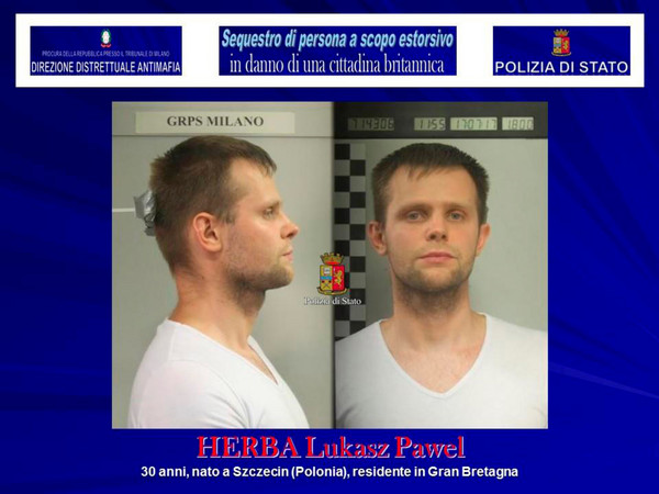 ▲▼男子赫巴(Lukasz Pawel Herba)涉嫌綁架嫩模艾林(Chloe Ayling)而被逮捕。（圖／路透社）
