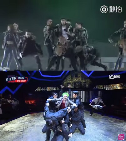 ▲王源和U-Kwon舞蹈對比圖。（圖／翻攝自Mnet Official YOUTUBE／TFBOYS VietNam Fans YOUTUBE）