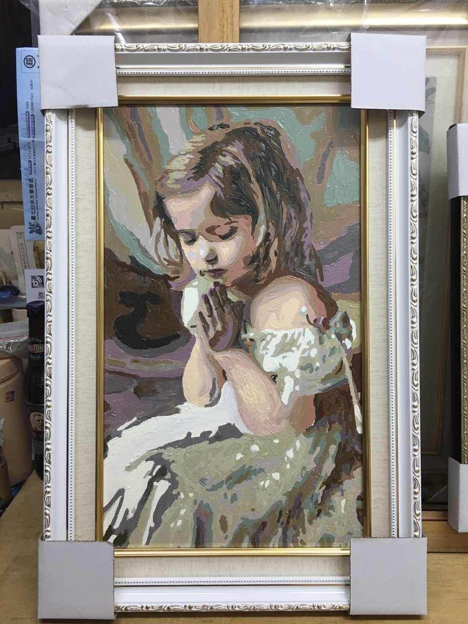 姚采穎第一幅畫作《少女的祈禱》。（圖／王穗霙經紀公司）
