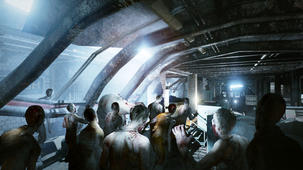 玩家一戴上VR頭盔，即進入活屍進逼的「失控地鐵」。（義大遊樂世界提供）