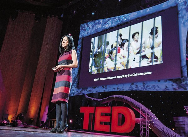 2013年李晛瑞在TED演講對世界分享她的脫北經驗，該影音上線至今，累積850萬點閱。（翻攝網路）