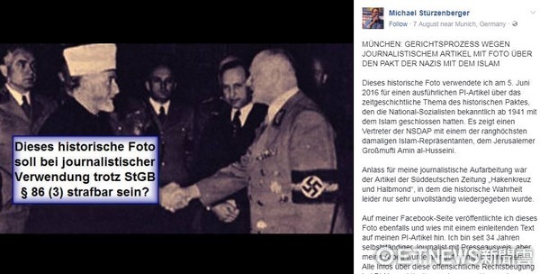 ▲德國記者斯特森伯格（Michael Stürzenberger）臉書PO希特勒照片，遭判刑6個月。（圖／翻攝自Michael Stürzenberger臉書）