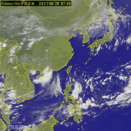 今高溫36度，關島附近熱低壓明天可能形成颱風。（圖／中央氣象局）