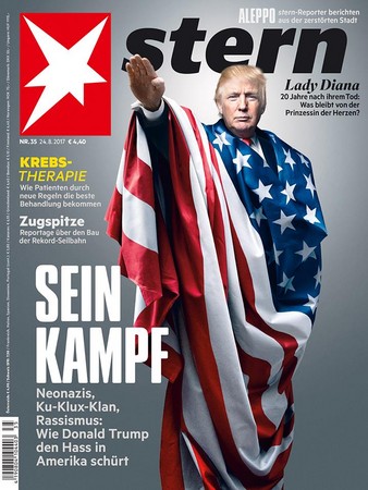 ▲▼德國媒體《亮點》最新封面，竟出現川普行納粹禮的插圖。（圖／翻攝自stern臉書粉絲專頁）