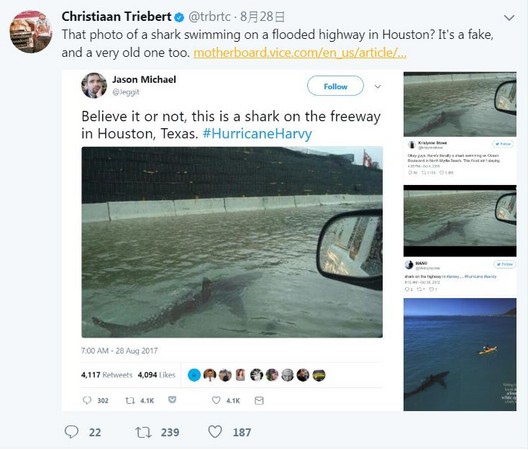 ▲▼ 網友惡搞美國休士頓洪災照片 。（圖／翻攝自Twitter／trbrtc）