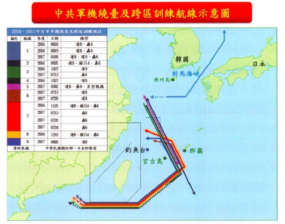 ▲▼國防部發表「106年中共軍力報告書」，並曝光共軍基艦繞台航線圖。（圖／記者楊佳穎翻攝）