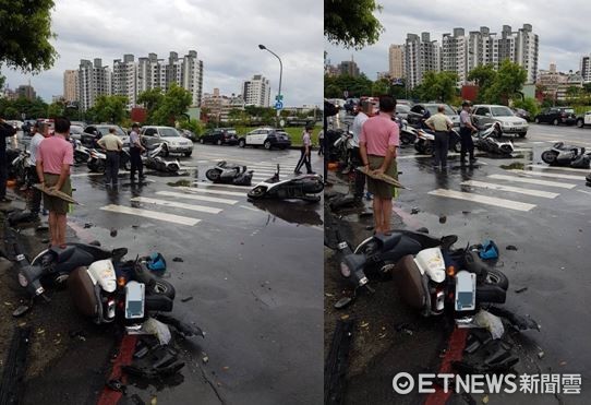 高雄正義路平交道發生連環追撞車禍。（圖／記者莊雅婷翻攝）