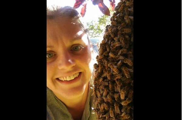 ▲▼美國一名養蜂人Emily Mueller與2萬隻蜜蜂一起拍孕婦寫真。（圖／翻攝自Emily Mueller臉書）