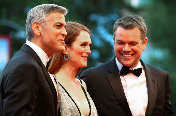 喬治克隆尼（George Clooney）、麥特戴蒙（Matt Damon）和茱莉安摩爾（Julianne Moore）。（圖／路透社）
