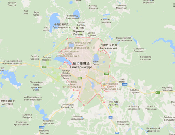 ▲▼葉卡捷琳堡（Екатеринбу́рг）為俄羅斯中央軍區司令部所在地。（圖／翻攝自Google Map）