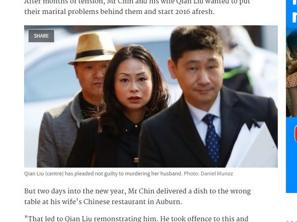▲華裔妻子一刀刺進胸口，造成老公當場死亡 。（圖／翻攝自The Sydney Morning Herald）