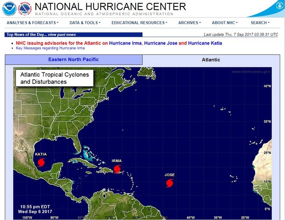 ▲▼ 颶風Irma、Katia、Jose接連來襲，美國沿岸拉警報。（圖／翻攝自美國國家颶風中心網站）