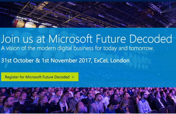 微軟將於 10/31、11/1 日於倫敦舉辦專題活動 Future Decoded。（圖／翻攝自官網）