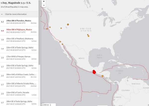 ▲墨西哥強震。（圖／翻攝美國地質調查所官網)