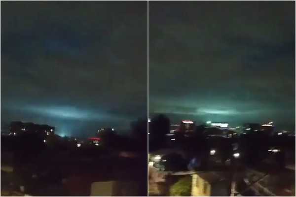墨西哥8.1強震後...夜空狂閃詭異「藍綠光」。（圖／翻攝自Twitter／@lalocedeno）