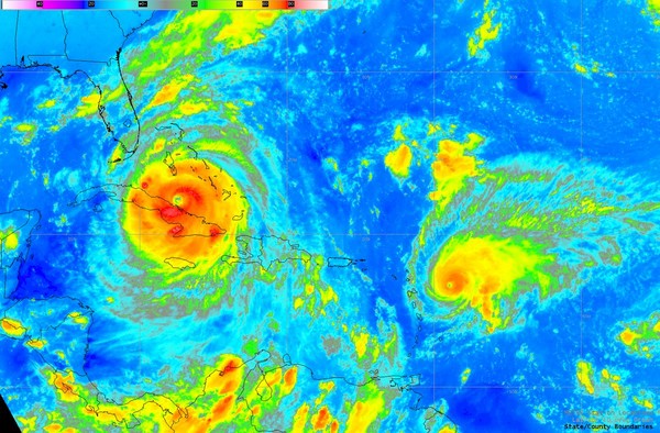 ▲▼ 颶風艾瑪與荷西。（圖／翻攝自推特NWS San Juan‏）