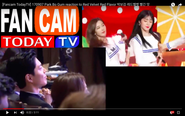 ▲▼ Red Velvet熱跳《Red Flavor》　朴寶劍台下賣力跟著唱跳（圖／翻攝自Fancam TodayTV Youtube）