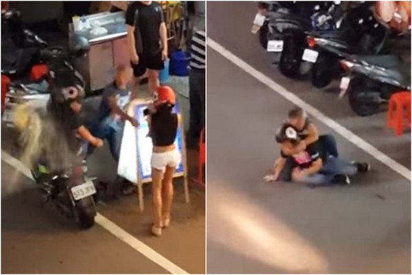 ▲▼「打看看啊」直接灌頂噴汁！阿伯PK壯漢遭過肩摔&hellip;氣勢反制。（圖／翻攝爆料公社）