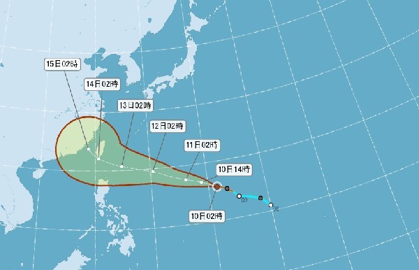 輕颱泰利生成，吳德榮提三種可能威脅。（圖／中央氣象局）