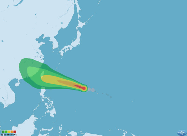 泰利颱風來勢洶洶，氣象局預估最快周二發布海上警報，周三起全台恐開始降大雨。（圖／翻攝是中央氣象局）