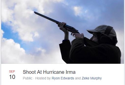 美國網友在臉書上發起「向颶風開槍」的活動，引發當局高度關注。（圖／取自臉書／Shoot At Hurricane Irma）