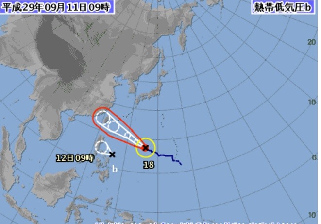熱低壓恐成第19號颱風。（圖／翻攝自日本氣象廳）
