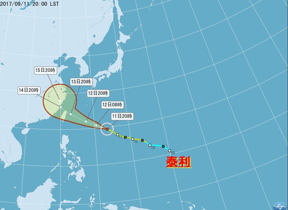 ▲▼泰利颱風,颱風,。（圖／氣象局）