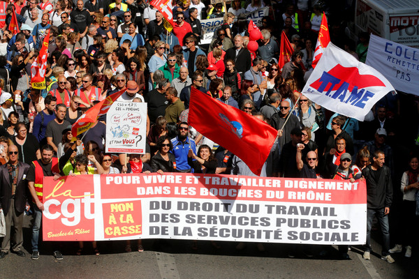 ▲▼馬克宏上任後，法國首次大罷工。（圖／路透社）