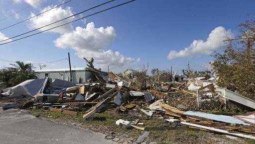 ▲艾瑪颶風重創佛羅里達州，馬林魚主場屋頂部分被掀開        。（圖／達志影像／美聯社）