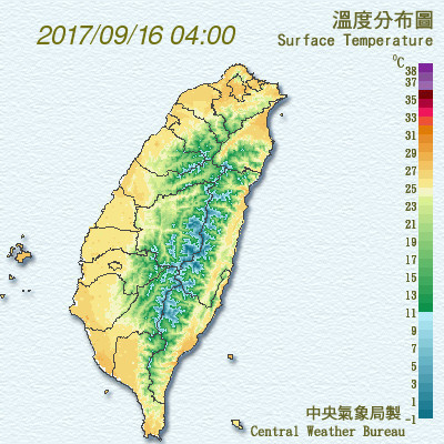 溫度分布圖。（圖／中央氣象局）