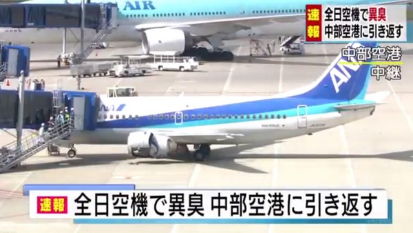 快訊／全日空客機發出異臭！起飛11分緊急折返　131人平安（圖／翻攝自日本ニュースyoutube）