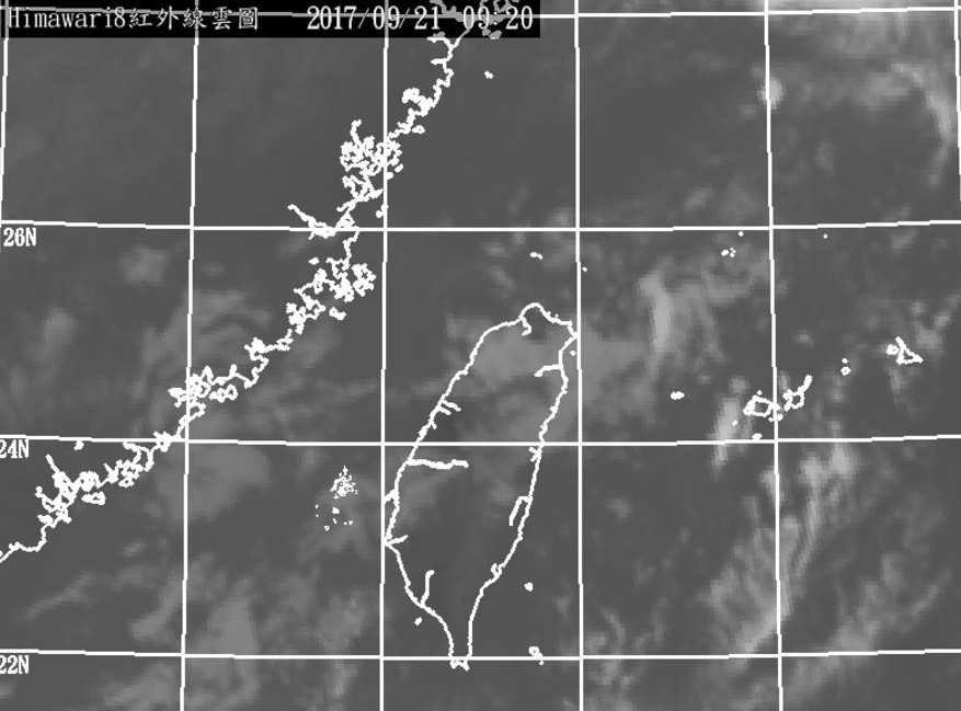 ▲▼台灣上空21日上午9點20分紅外線雲圖。（圖／取自中央氣象局）