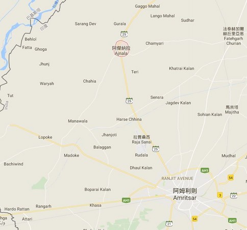 ▲▼阿姆利則（Amritsar）阿傑納拉（Ajnala）位置。（圖／翻攝自Google Map）