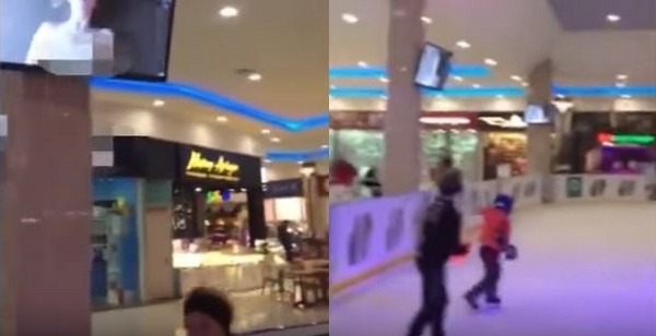 ▲▼ 俄羅斯購物中心兒童溜冰場，周邊電視竟播A片。（圖／翻攝自Youtube）