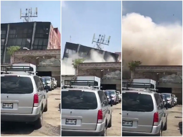 ▲墨西哥地震台僑4死1受困，大樓倒塌影片曝光。（圖／翻攝自推特）