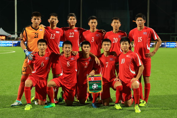 ▲亞足聯U16資格賽，中華隊(藍)、北韓(紅) 。（圖／中華足協提供）