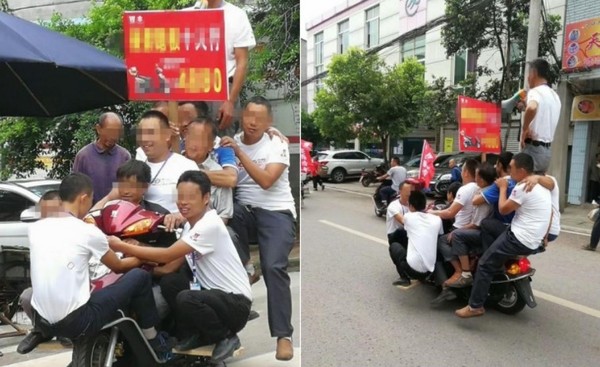 ▲▼四川大英街頭10人騎機車，全送警隊處理。（圖／翻攝自封面新聞）