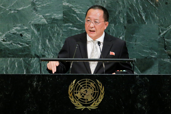 ▲▼北韓外交部長李勇浩在聯合國大會上發表演說             。（圖／路透社）