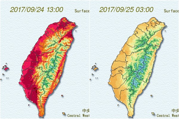 ▲▼再熱4天陡降5度！鋒面+涼空氣「探24度」北台轉雨有秋意。（圖／中央氣象局）