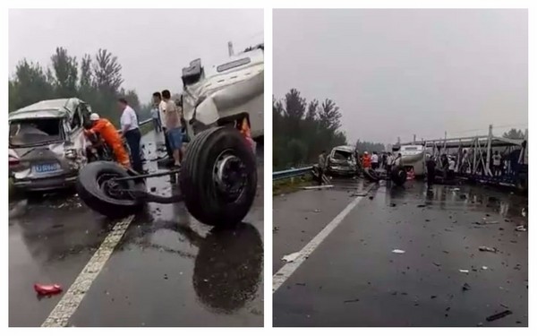 ▲▼河南京港澳高速新鄉段發生重大車禍，致12人死亡。（圖／翻攝自鄭州晚報）