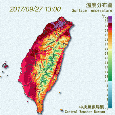 ▲台北9月飆高溫38.6度，創121年來高溫紀錄。（圖／中央氣象局）
