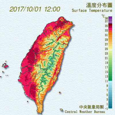 溫度分布圖。（圖／中央氣象局）