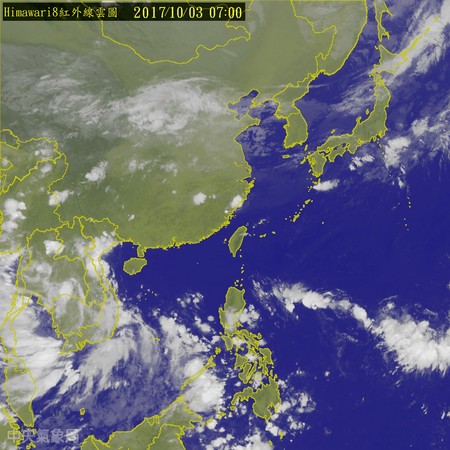 東北風南下3日下午變天，北東降溫偶陣雨。（圖／中央氣象局）